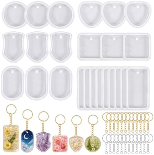 24PCS Resin Keychain Molds Resin Ring Mold Molds for Epoxy Resins 6 Shapes by salbsever