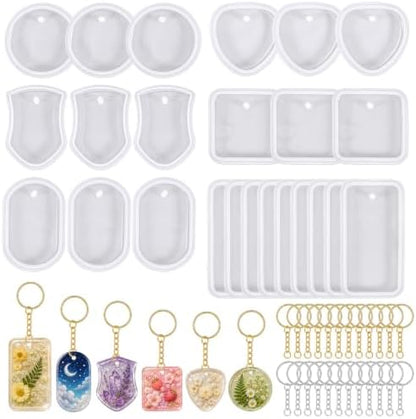 24PCS Resin Keychain Molds Resin Ring Mold Molds for Epoxy Resins 6 Shapes by salbsever