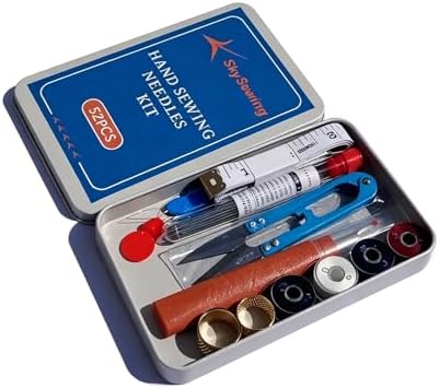 Skysewing 52PCS Large Eye Hand Sewing Needles Kit with Metal Box, Mini Sewing Kit with Threaders, Thimbles, Seam Ripper, Portable Sewing Repair Kit for Adults Beginner Travel Clothing Repair Home Use by Unknown
