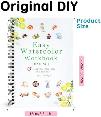 SLWBZ Watercolor Workbook Baking, 15 Different Patterns of Original DIY Designs, Beginner-Friendly Watercolor Workbooks, (Baking, Without Palette) - Image 2