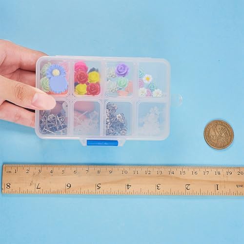SUNNYCLUE 1 Box DIY 16 Pairs Flower Cabochons Resin Rose Flatbacks Valentine's Day Earrings Making Kit Rose Beads Love Valentine Flower 3D Flat Backs for Jewelry Making Kits Stud Earring Findings - Image 7