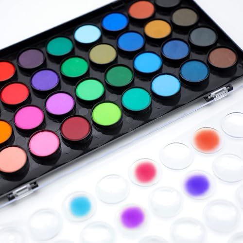 Artecho 48 Colors Watercolor Paint Set, 3 Brushes, 5 Packs - Image 5