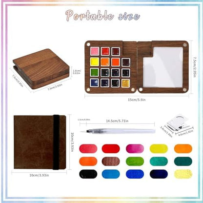 Travel Watercolor Paint Set - Pocket 15-Color Mini Art Kit with Sketch Pad - Image 2