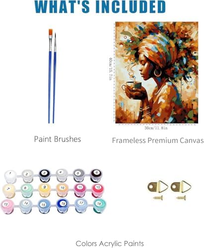 African Woman Paint by Numbers Kit for Adults Framed Canvas, Frameworkless - Image 3