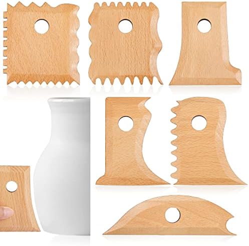 Amylove 7 Pcs Pottery Tools Pottery Wheel Ribs Wood Color by Amylove