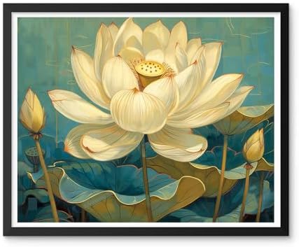 Natuyalo Paint by Numbers for Adults - DIY Adult Paint by Number Kits Painting on Canvas Lotus Painting by Numbers for Beginners, Plant Art Craft Kits for Adults (16x20 Inch) - Image 2