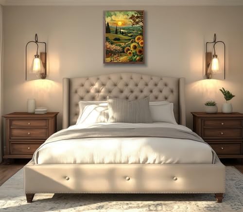 CSZPPQAF Sunflower Paint by Numbers for Adults Beginner, Vvillage Landscape Paint by Number Kits on Canvas DIY Oil Painting Watercolor Color by Numbers for Home Wall Decor 16x20inch - Image 3