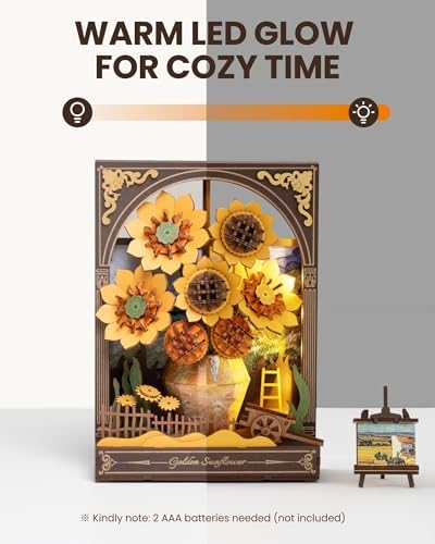 rowood Sunflower 3D Puzzles for Adults,Mother's Day DIY Vincent Van Gogh Painting Artwork Craft Kits for Adults,Home Decor Botanical Collection Gift on Christmas/Birthday for Friends Family - Image 4
