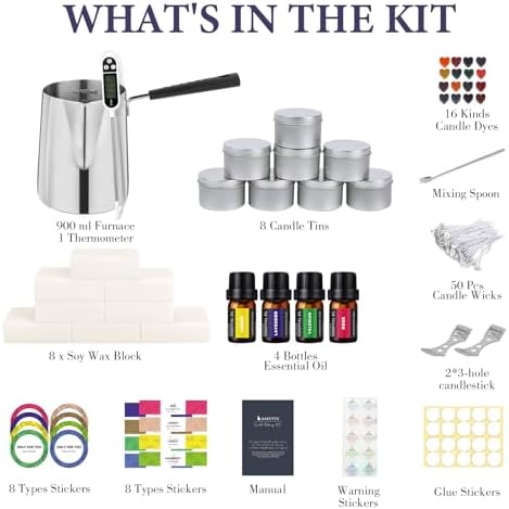 SAEUYVB Candle Making Kit,DIY Starter Soy Candle Making Supplies/Kit - Image 2