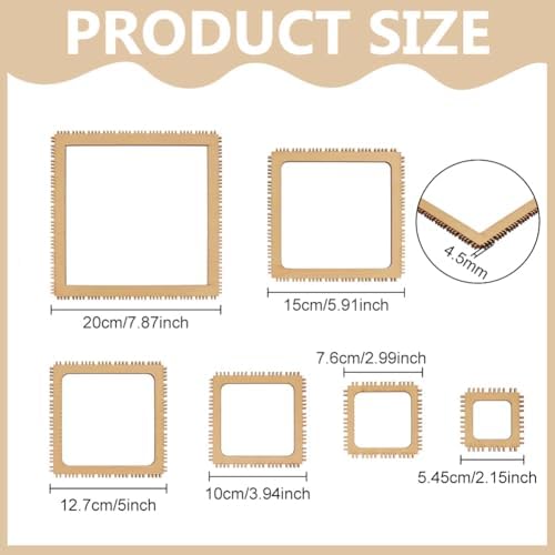 BENECREAT 6 Sizes Poplar Wood Weaving Loom Kit, Square DIY Weaving Loom DIY Weaving Art Tapestry Loom for Hanging Decor Woven Tapestry Knitted Crafts Making, 4.5mm Thick - Image 2