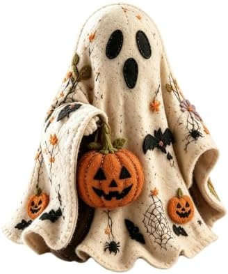 Ghost Halloween DIY Felt Patchwork Kit, 3 Styles Pre-Cut Fabric Ghost Sewing Craft Set, Handmade Fall Decor (Pumpkin) by Unknown