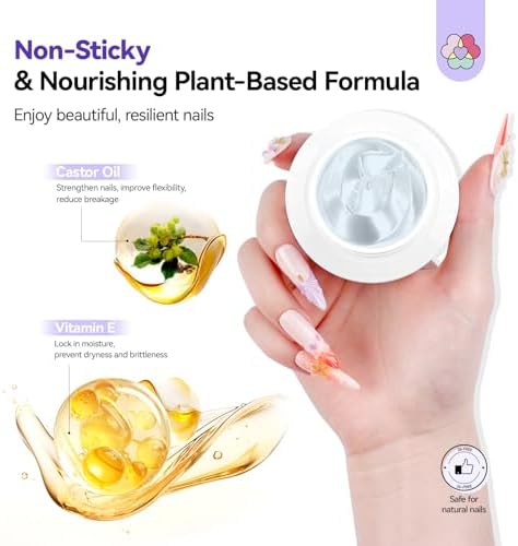 SAVILAND Pro Solid Builder Nail Gel for Nails with 30 g Rhinestone Glue Gel: 30 Days Long Lasting Clear 3D Nail Gel for Nail Extension Nail Art Salon - Image 6