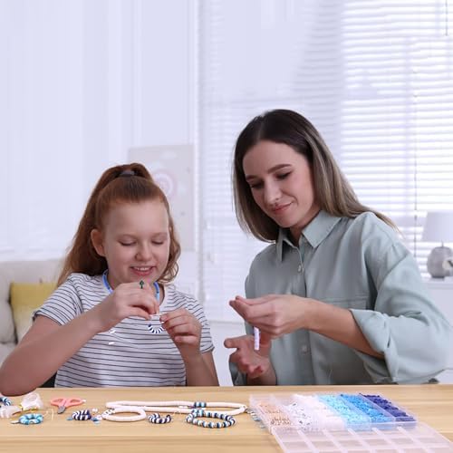 3500 PCS Clay Beads Bracelet Making Kit, Valentines Blue Beads for Crafts - Image 6