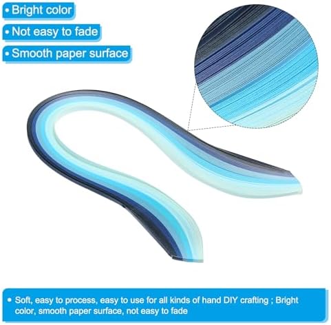 PATIKIL 600pcs Rainbow Quilling Strips Paper 1/8"(3mm) 15" Gradient Blue - Image 3