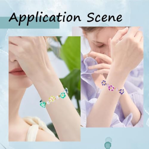 SUNNYCLUE 1 Box 174Pcs DIY 6 Sets Bracelet Making Kit Plumeria Flower Beads Polymer Clay Beads Summer Ocean Hawaiian Shell Bead Imitation Pearl Beads for Jewelry Making Kits Adult Women Gifts Supplies - Image 5