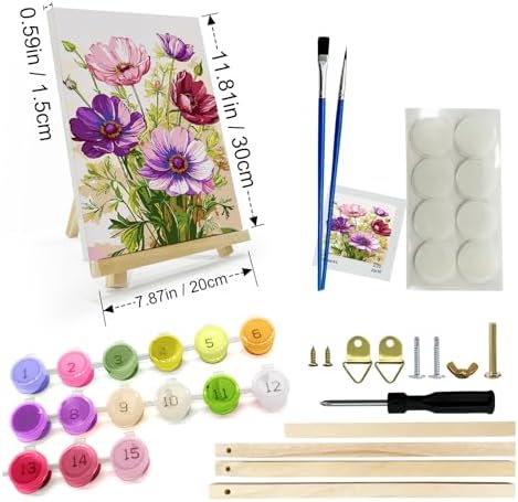 JOOZ Paint by Numbers Kit for Adults with Frame, Flowers, 8x12 Inch - Image 2