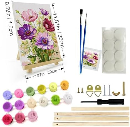 JOOZ Paint by Numbers Kit for Adults with Frame, Flowers, 8x12 Inch - Image 2