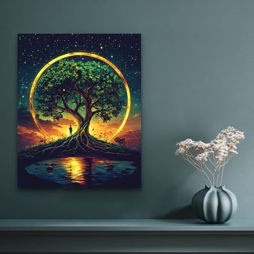Banket Paint by Numbers Kit for Adults Beginner DIY Oil Painting Kits for Adults Tree of Life Easy Adult Paint by Number Kits on Canvas Color by Numbers for Gifts Home Wall Decor 16x20 Inch - Image 2