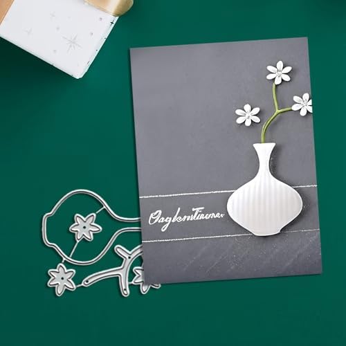 Lapoo Flowers Cutting Die for Scrapbooking - Durable Metal Cutting Die for DIY Scrapbook Photo Album Decorative Paper Card, Metal Card Making Supplies (White Flowers in The Vase 2.4 x 2.2 in) by LAPOO