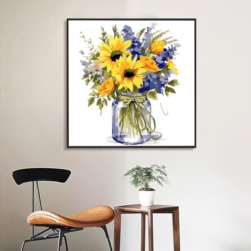 Yezavesu Flower Framed Paint by Numbers Kit for Adults Beginner & Kids Ages 8-12, Flowers Paint by Number Without Easel, DIY Adult Paint by Numbers Sunflower for Home Wall Decor Gift 10x 10 inch - Image 7