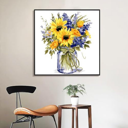 Yezavesu Flower Framed Paint by Numbers Kit for Adults Beginner & Kids Ages 8-12, Flowers Paint by Number Without Easel, DIY Adult Paint by Numbers Sunflower for Home Wall Decor Gift 10x 10 inch - Image 7