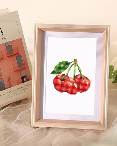 PeakLuv 12 Pcs Small Diamond Art Kits, Fruit Mini Diamond Painting Kits for Adults Beginners, 5D DIY Square Drill Diamond Dots, Quickly Finishable Mini Gem Art for Home Wall Desktop Decor, 6X7in - Image 4