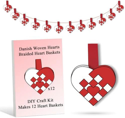 12 DIY Danish Heart Baskets. 4x4 Checkered Pattern with Central Heart. Precut and Ready to Use, No Tools Needed. Traditional Weaving Paper Craft to Make Julehjerter. for Expert Crafters Only by OrigamiJoy