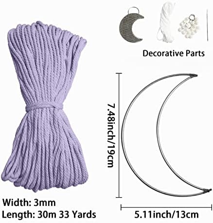 JeogYong Macrame Kit, DIY Moon Dream Catcher Macrame Kits for Kids & Adults Beginners, Includes Metal Hoop Rings Macrame Cord or More Craft Supplies and Materials for Bohemian Wall Decor Dreamcatcher - Image 2