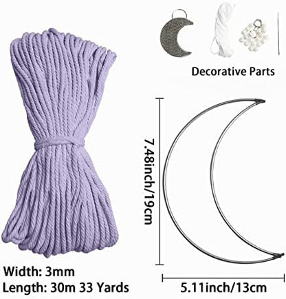 JeogYong Macrame Kit, DIY Moon Dream Catcher Macrame Kits for Kids & Adults Beginners, Includes Metal Hoop Rings Macrame Cord or More Craft Supplies and Materials for Bohemian Wall Decor Dreamcatcher - Image 2