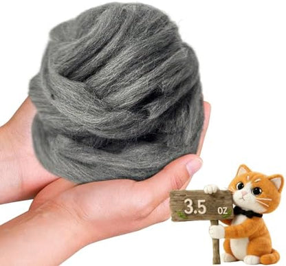 Wool Roving-3.5oz Needle Felting Wool, Soft Multi-Color Wool Fiber, Perfect Felting Wool Pure Wool, Chunky Yarn, for DIY Crafts, NeedleFelting Projects,and Artwork (Grayish Blue) by VKEDA