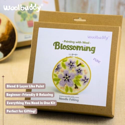 Woolbuddy Wool Painting Felting Hoop Kit (Blossoming) for Beginner Adults - Image 2