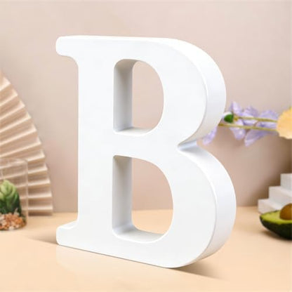 6 Inch White Wood Letters Unfinished Wooden Letters for Wall Decor Decorative Standing Letters Slices Sign Board Decoration for Craft Home Party Projects (B by Unknown