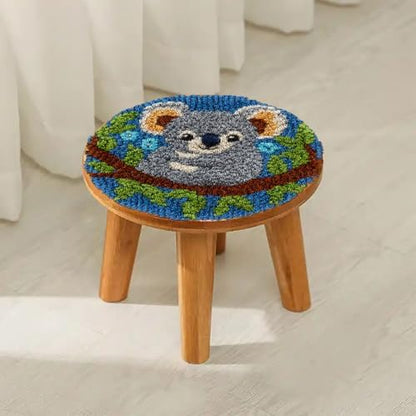 Latch Hook Rug Kit Cute Koala Portrait Easy for Beginners Round Shape Carpet Crochet Yarn Craft Mini Rug DIY Hook and Latch Little Tapestry for Home Decor 30x30cm-3 - Image 4