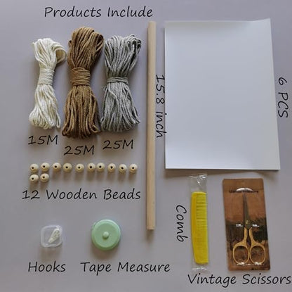 Zqyxiehuo DIY Macrame Leaf Wall Hanging Beginners Boho Wall Leaf Tapestry Kit Handmade Woven Tapestry Feather Wall Hanging DIY Macrame Kit for Adults Birthday Gift 15.8"(Gray,Yellow) - Image 2