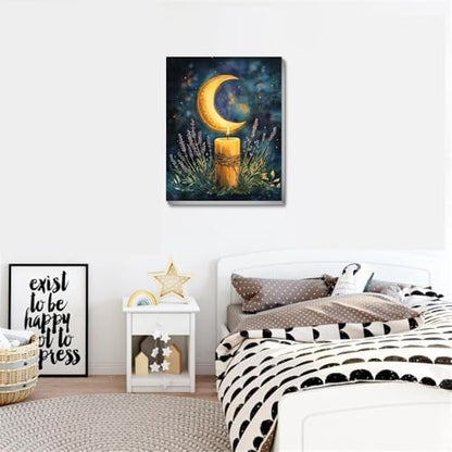 VIGEGU Paint by Numbers Kit for Adults,Moon Candle Paint by Numbers with Frame DIY Crafts for Adults wall Decor 10x12inch - Image 3