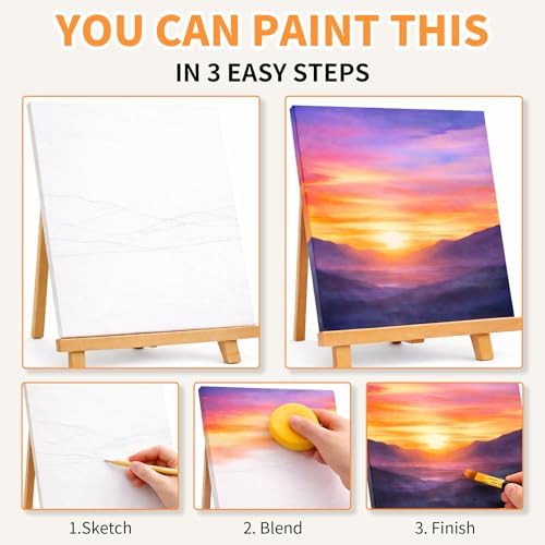 MISUMISO Acrylic Paint Set for Beginners - 24 Colors Painting Kit with Canvas Panels, Easel, 10 Brushes, Apron, Palette & Accessories - Art Kit Painting Supplies for Adults Kids Teens, Gift Set - Image 7