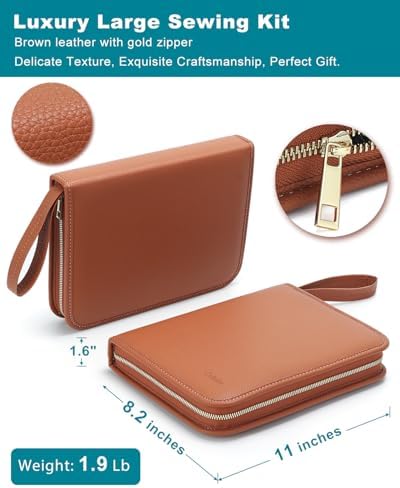 Cebelo Large Sewing Kit for Adults: 2-Year Supply for Home Mending (Brown) - Image 4