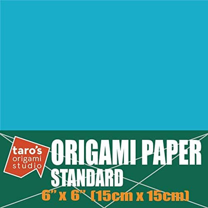 [Taro's Origami Studio] Standard 6 Inch One Sided Single Color (Light Blue) 50 Sheets (All Same Color) Square Easy Fold Premium Japanese Paper for Beginner (Made in Japan) - Image 2
