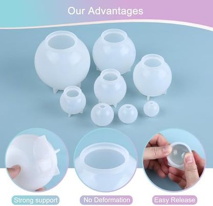 KISREL Sphere Resin Molds, 8 PCS Sphere Silicone Mold, Upgraded Epoxy Molds - Image 3