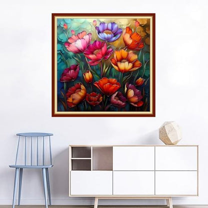 Joyhoor Cross Stitch Kits for Beginners Stamped Cross-Stitch Supplies Needlework preprint Embroidery Kits for Adults DIY Needlepoint Kits Embroidery Patterns 11CT-Colorful Flowers 18x18 inchs - Image 2