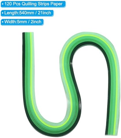 PATIKIL 540 x 5mm Rainbow Quilling Strips Paper,120 Pcs Origami Paper Quilling Strip for Art DIY Hand Craft Christmas, Gradient Green - Image 2