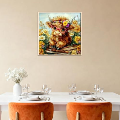 Highland Cow Paint by Numbers Kit for Adults with Frame & Easel 8x8inch - Image 3