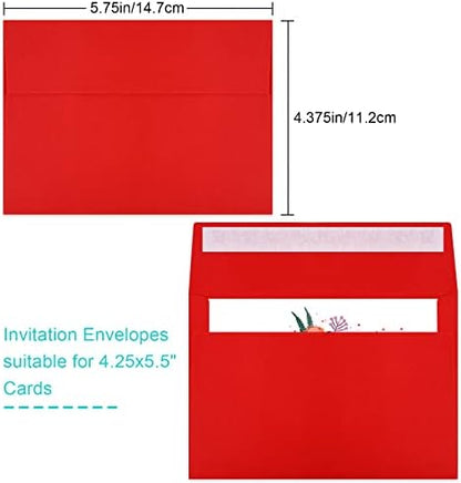 140 Packs of Invitation Envelopes, A2 Envelopes Red Postcard for 4.5x5.5 for Invitations, Self Seal for Photos RSVP, Greeting Cards - Image 2