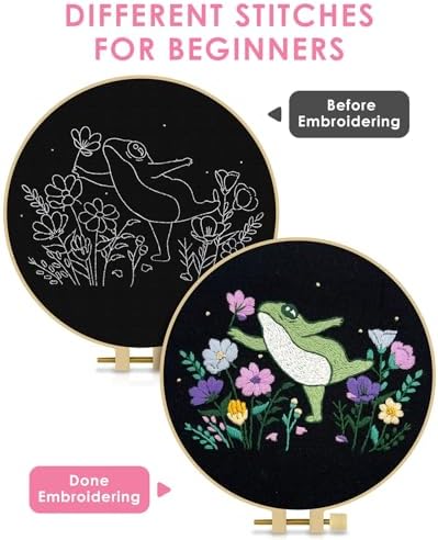 TINDTOP Embroidery Kit for Beginners Adult, Frog Embroidery Kit - Image 3