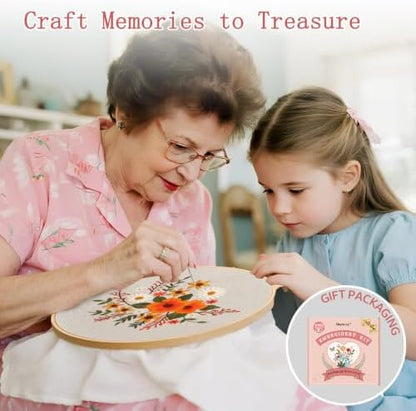 Meyocky Embroidery Kit for Beginners with Floral Leaf Patterns Stitch Video - Image 5