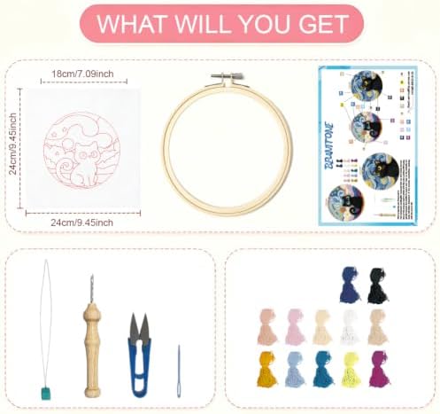 BEUNITONE 2 Pcs Cat & Starry Sky Punch Needle Kits for Adults Beginner - Image 2