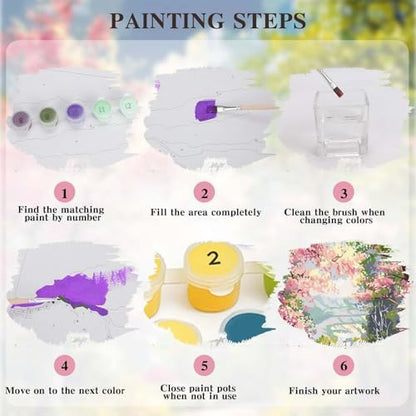 Alptiny Spring Landscape Paint by Numbers Kit for Adults Beginner, Floral Pathway Paint by Number Kits, DIY Flower Oil Painting Kit for Relaxation & Home Decor, 16x20 Inch - Image 7