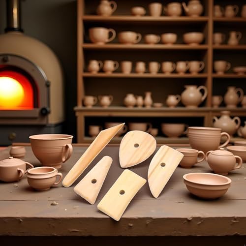 5 Pcs Pottery Clay Sculpting Tools Set,Wooden Pottery Clay Ribs Ceramic Potter Rib Ceramic Clay Sculpting Scrapers Tools Pottery Shaping Trimming Tools Ceramic Pottery Tools - Image 4
