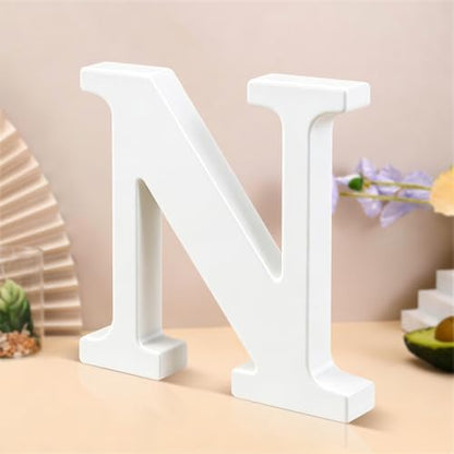 6 Inch White Wood Letters Unfinished Wooden Letters for Wall Decor Decorative Standing Letters Slices Sign Board Decoration for Craft Home Party Projects (N) by Unknown