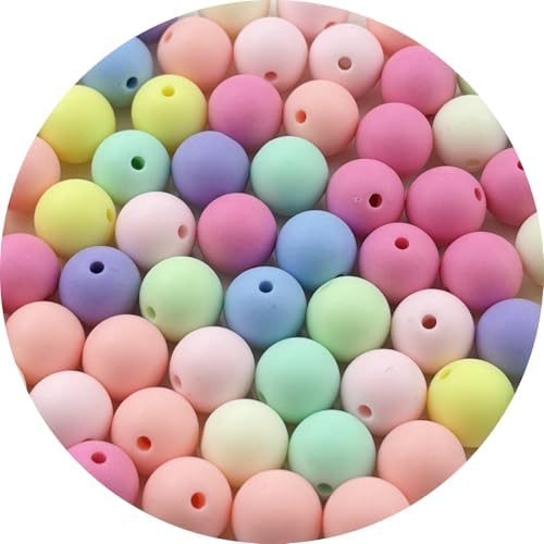 60pcs Acrylic Round Beads for Crafts 14mm Resin Candy Color Spacer Beads with Hole for Jewelry Making Sewing Crafts Decoration Necklaces Bracelets Earrings Supplies(Frosted Mix Colors) by Unknown